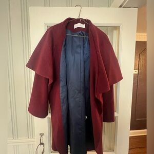 Burgundy Shawl Wrap Coat